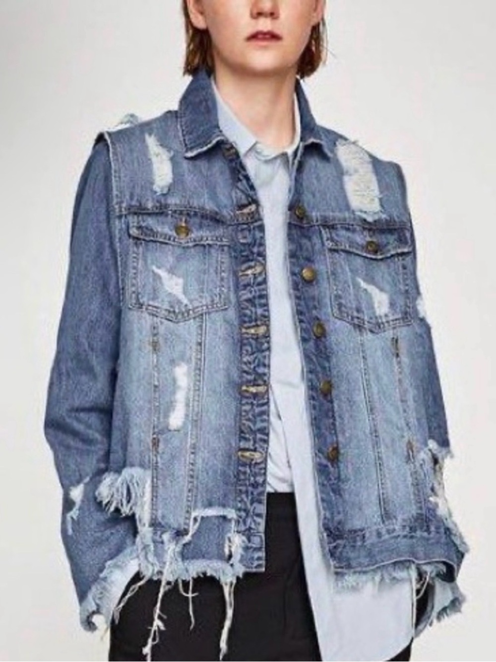Zara Distressed Denim Jacket